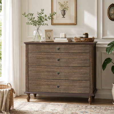 Large 4-Drawer Chest with Solid Wood Foot