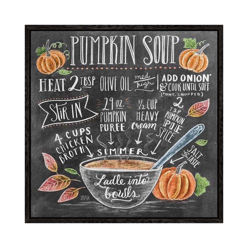 Pumpkin Soup Recipe by Lily & Val - Print on Canvas, 45.72 cm H x 45.72 cm W, Black Framed Canvas