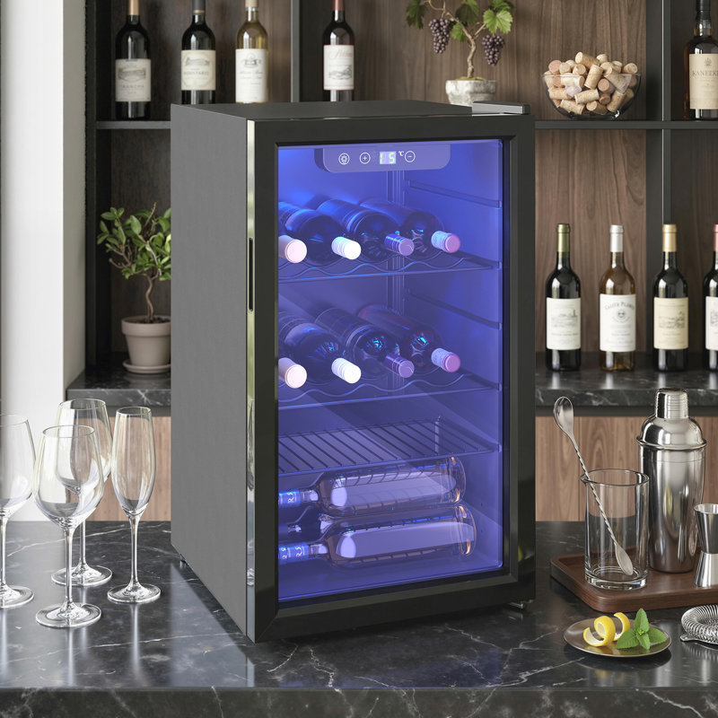 HOMCOM Single Zone 46cm Freestanding 24 Bottle Wine & Beverage Refrigerator with Reversible Door