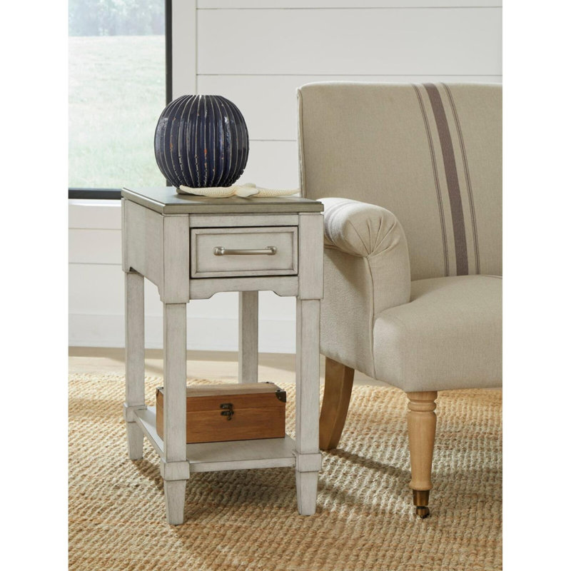 Chairside Table with Drawer & Open Shelf