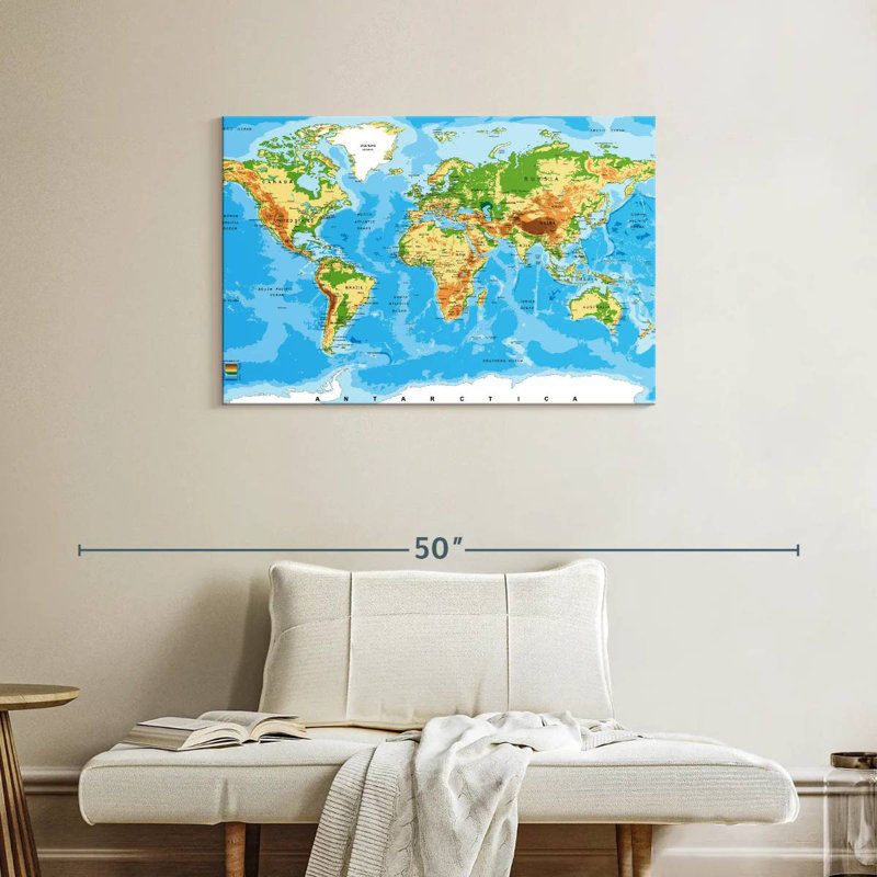 Carte du monde très détaillée Aliaz, H 24 po x l 36 po