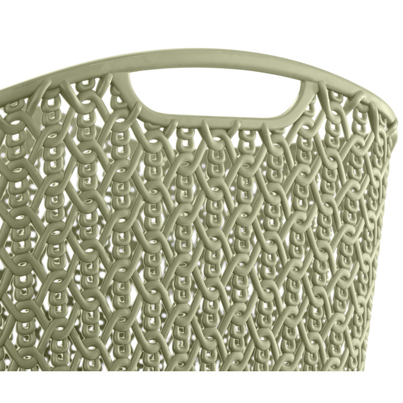 Whitmor Link Stitch Small Resin Form Shelf Tote - Flint Grey, Green, 10" H x 13" W x 15" D