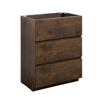 Modern Style Floor Cabinet 24f-105: Walnut Colour, 3 Drawers, Pre-assembled, Max Storage, Silent & Smooth, Handle-, Basin Not Included 24f-105 Cabinet: Finish, Attractive Look, No