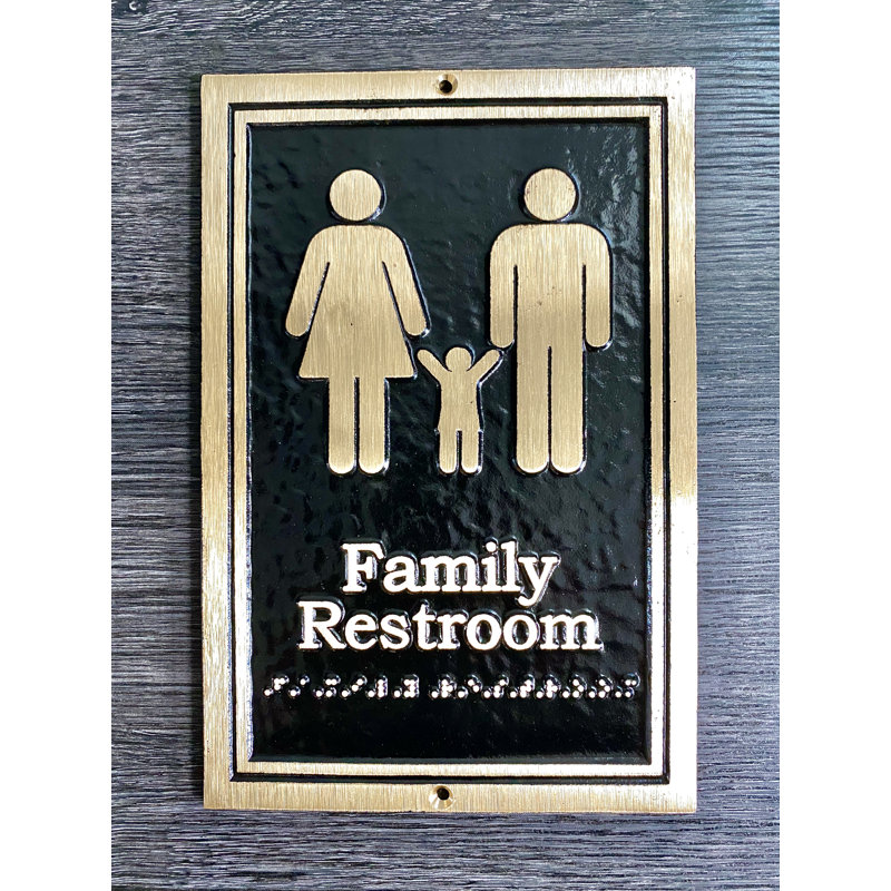 Enseigne à toilettes family Contemporary, Noir / or