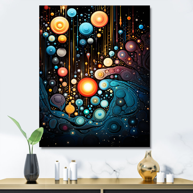 Cosmic Planets Dreams Landscape I - Art mural fantastique, Toile tendue, H 32 po x l 24 po