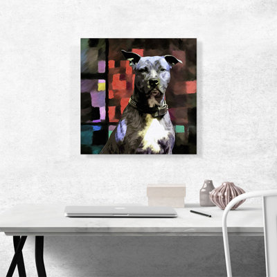 " PitBull Terrier Dog Breed Colourful Abstract " Painting Print