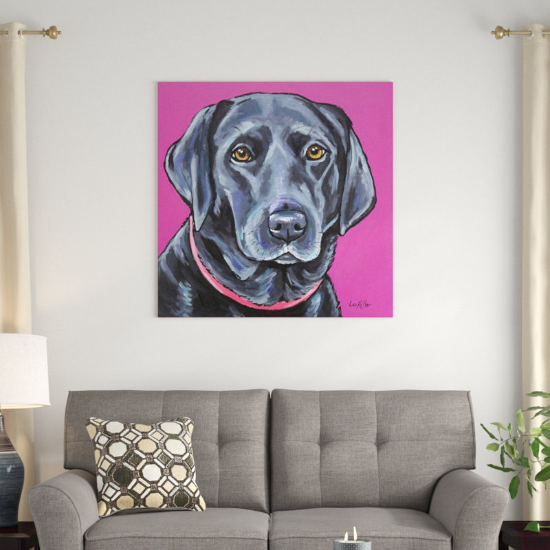 « labrador », peinture sur toile tendue Hippie Hound Studios, H 12 po x l 12 po x P 0,75 po, Toile tendue, Pas de tapis