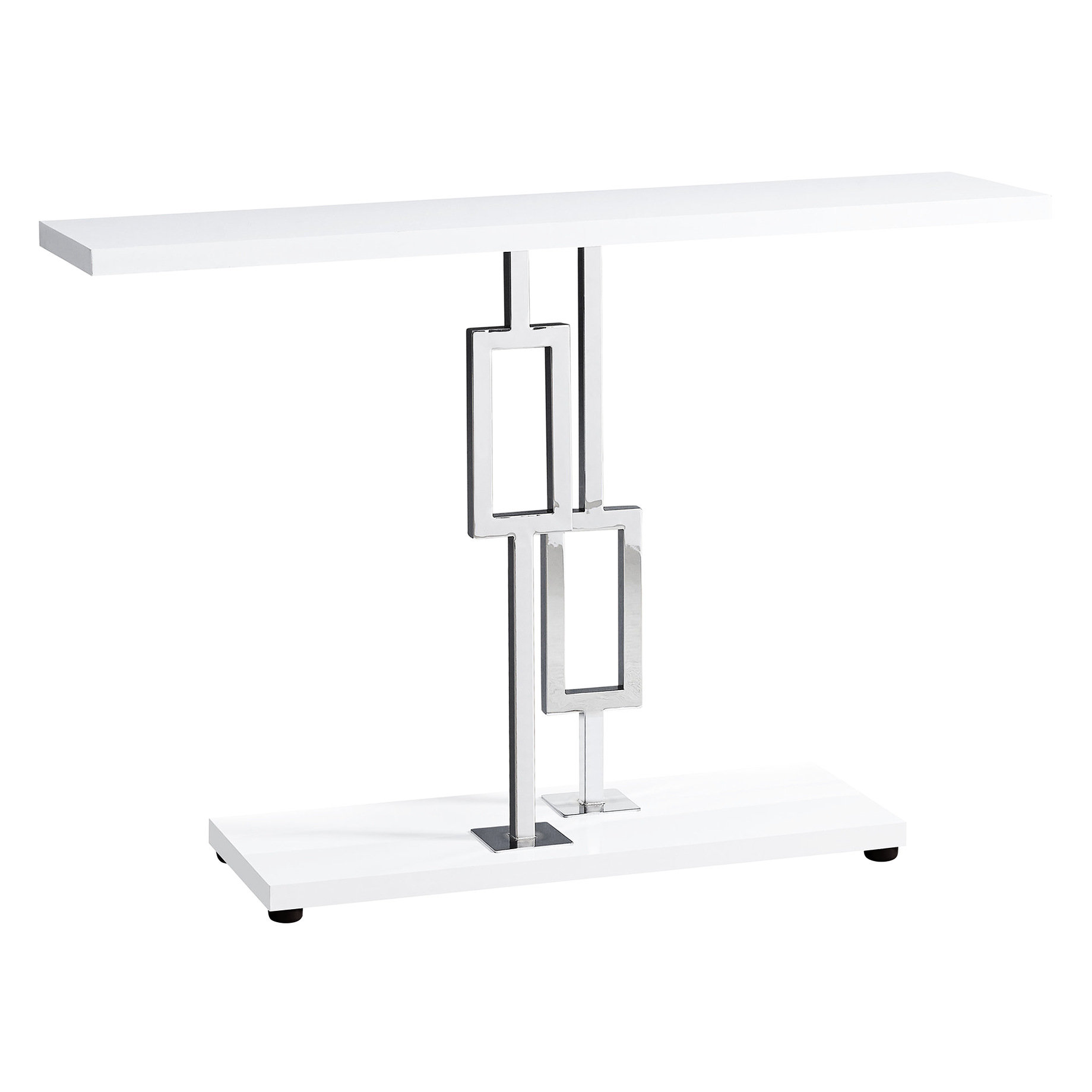 White Console Ribbed Base Ivy Bronx Modern Living Room Console In Glossy White - Metal Base ...