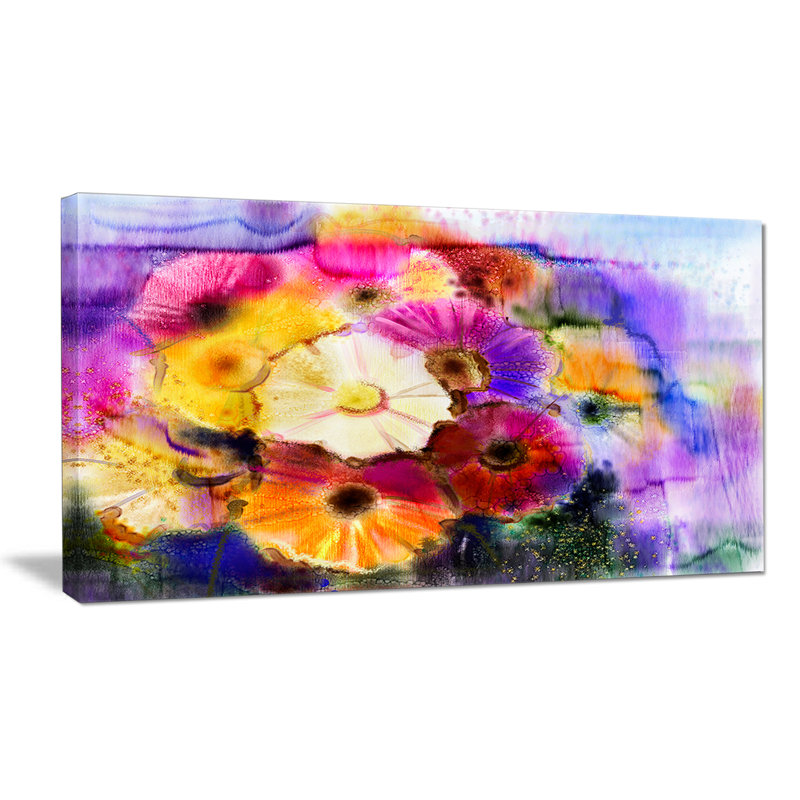 Purple Daisy Flowers Canvas Art Print, 8" x 12"