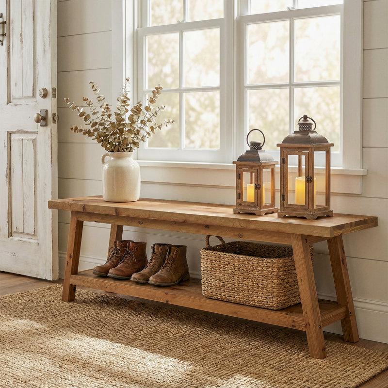 Solid Wood Storage Bench