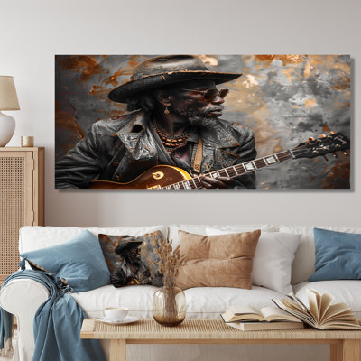«Gray Gold Guitare, musique, gourou - musique, art mural salon