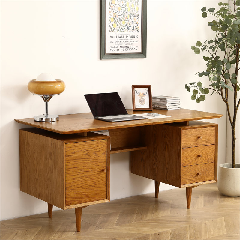 Bureau fonctionnel en chêne simple et élégant pour le bureau à domicile et le bureau