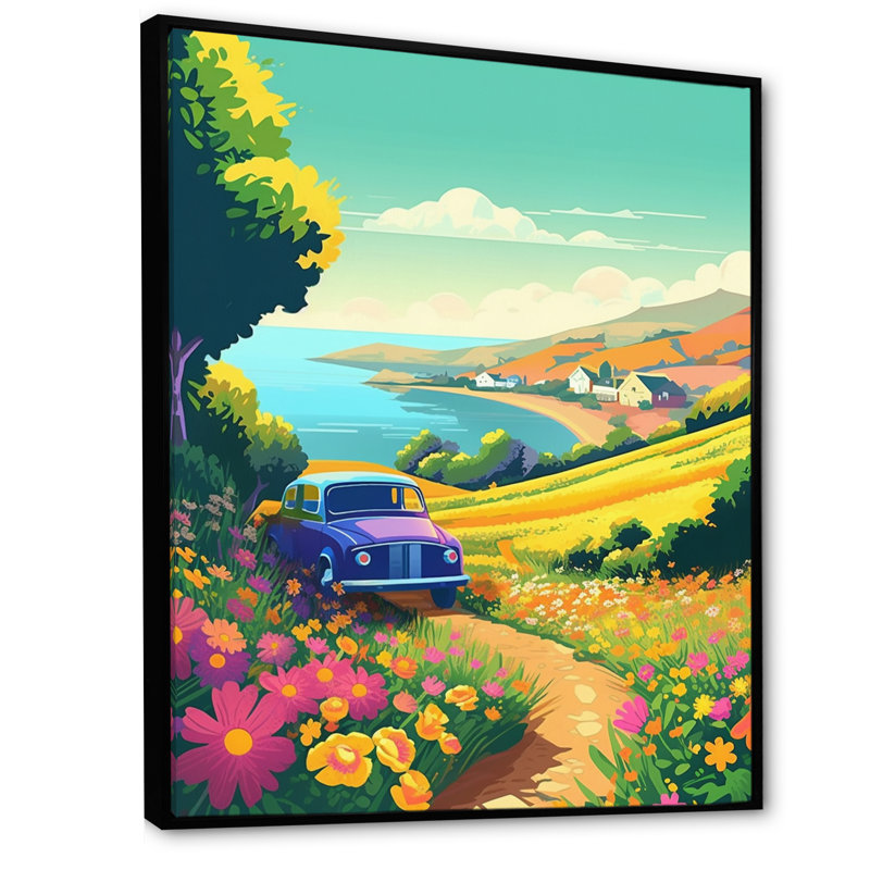 Seaside Drive I - Imprimé, H 32 po x l 24 po x P 1 po, Cadre flottant noir