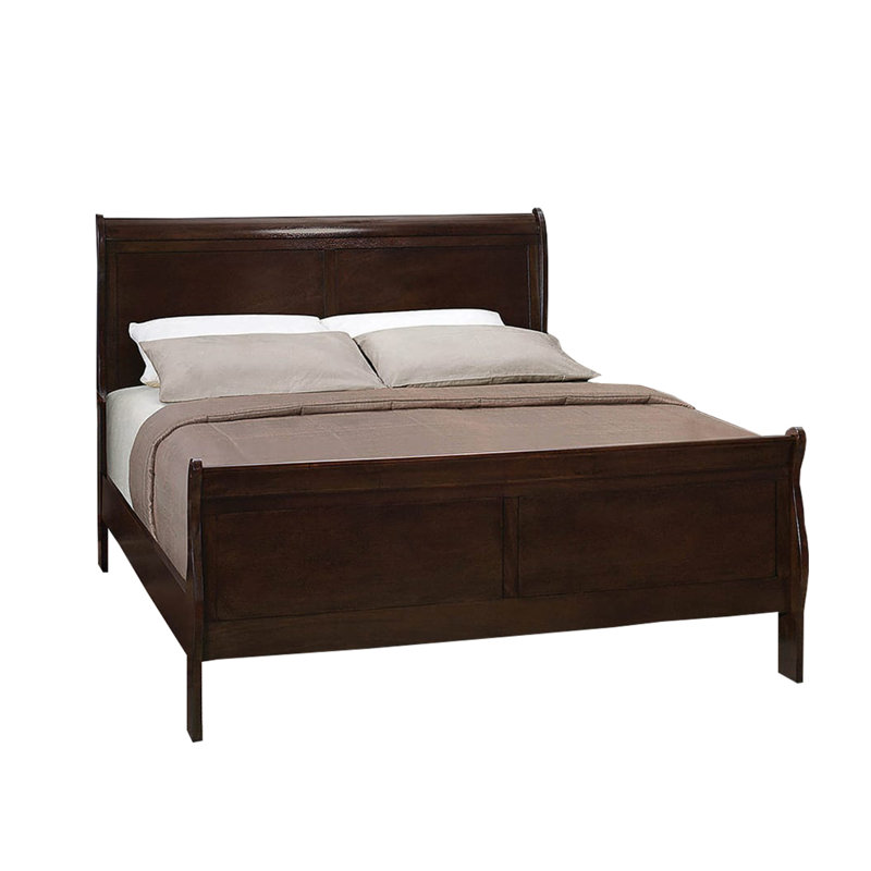 Dubin Low Profile Sleigh Standard Bed,bed frame,platform bed Clearance between Floor & Rail: 10", King, Brown