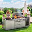 Îlot de barbecue au propane à 6 brûleurs de 96 po avec rôtissoire, réfrigérateur et évier pour l'extérieur en acier inoxydable-126646423