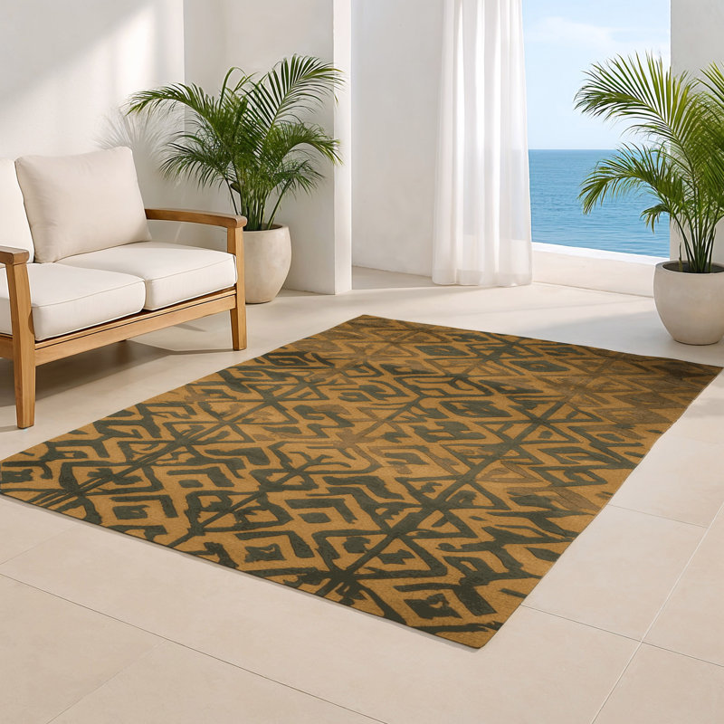 Tapis brun intérieur et extérieur Trellis, Rectangle 5 pi x 7 pi