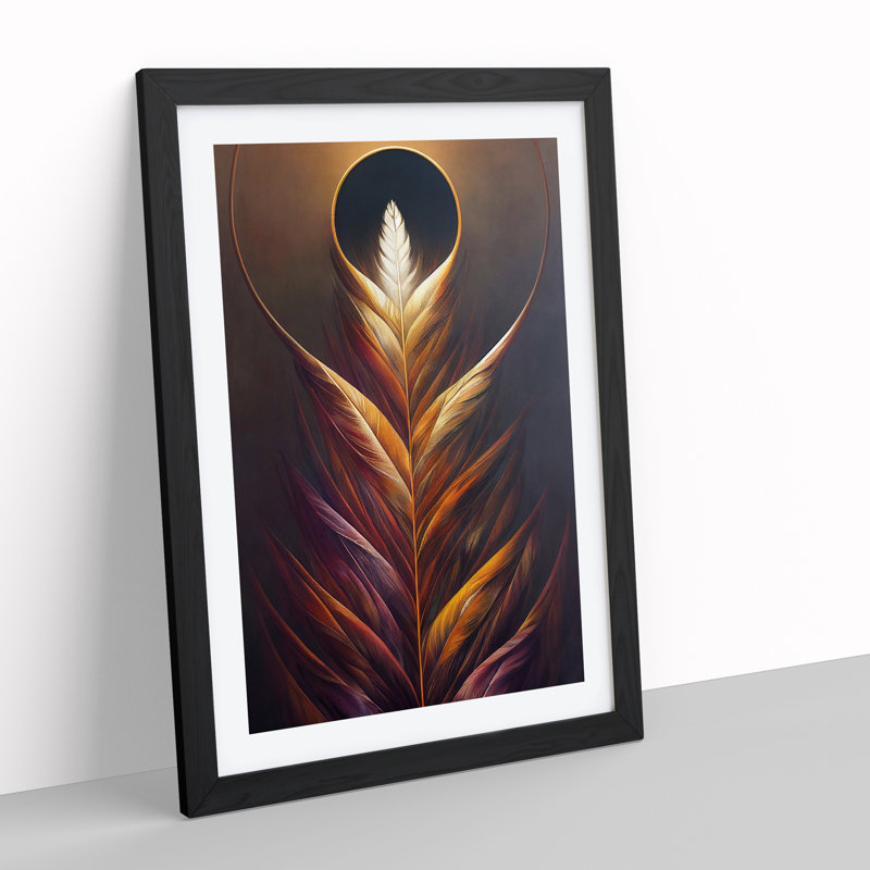 Mystical Feather - Single Picture Frame Print, 64cm H x 46cm W x 2cm D, Black