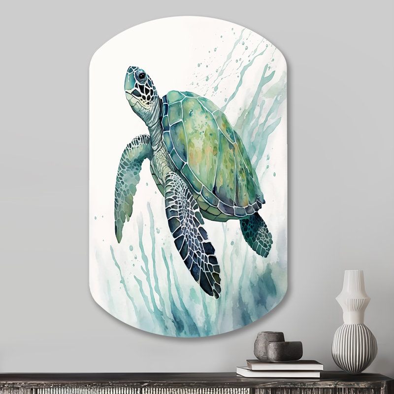 Clide - animaux tortue en forme de cylindre, art mural en métal asymétrique, H 31 po x l 19 po