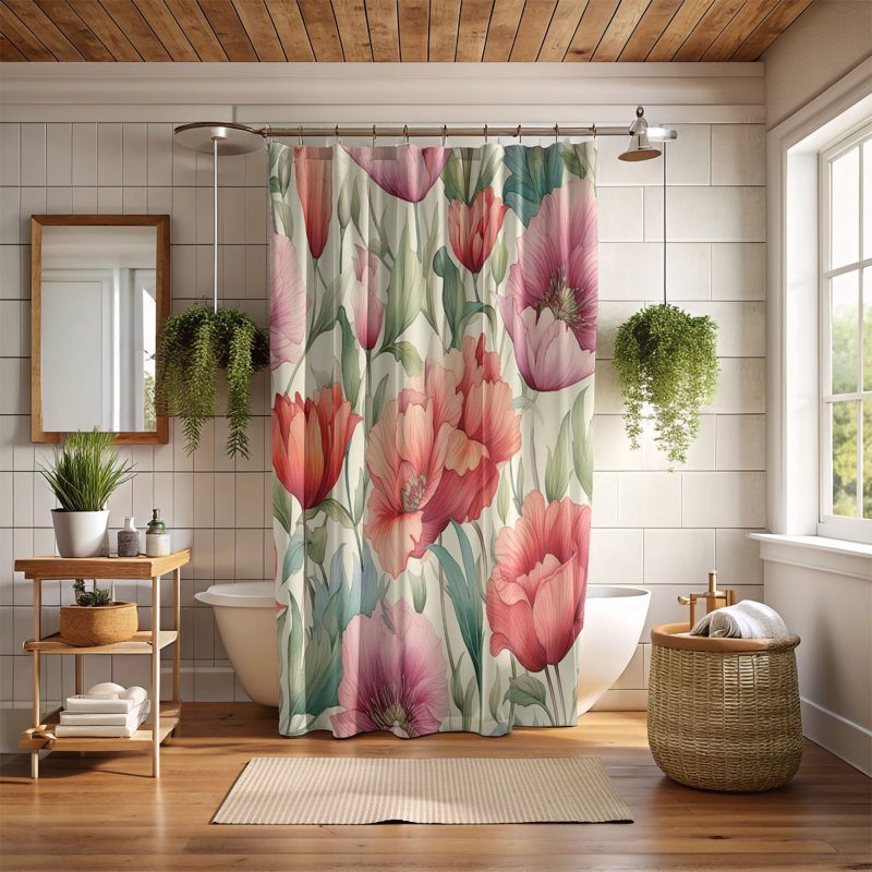 Rideau de douche standard 1 pièce Hue Blossom, H 74 po x l 35 po