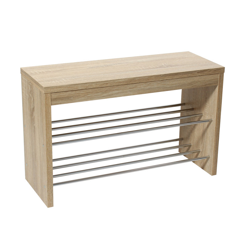 Tabouret avec range-chaussures en métal à 2 niveaux