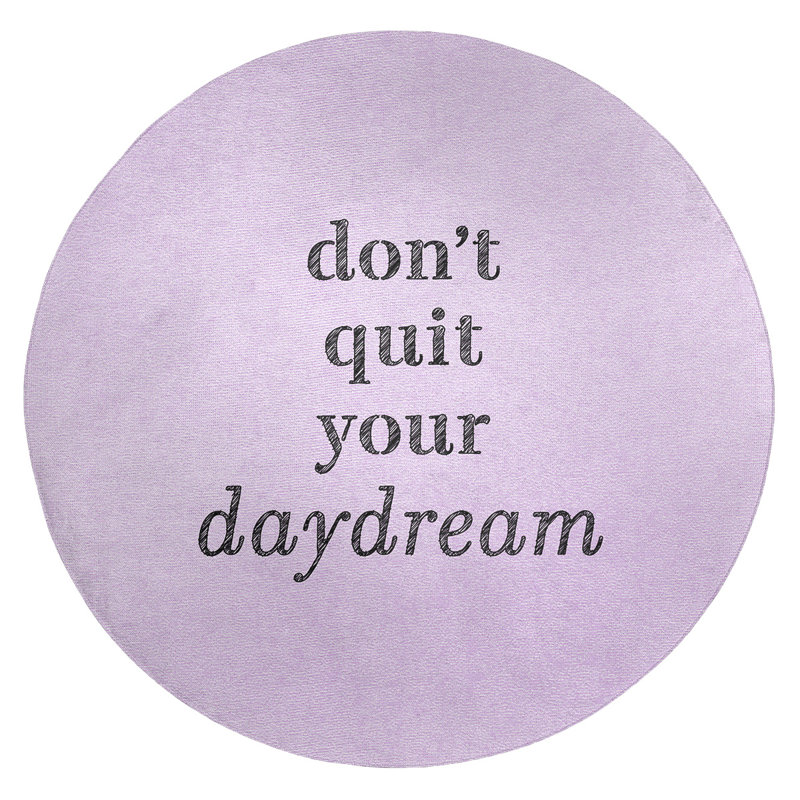 Tapis en chenille de polyester Quotes Handwritten, Rond 5 pi