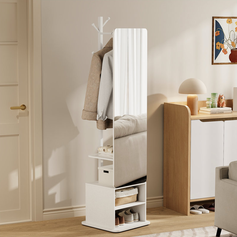 Portemanteau pivotant avec miroir, Blanc