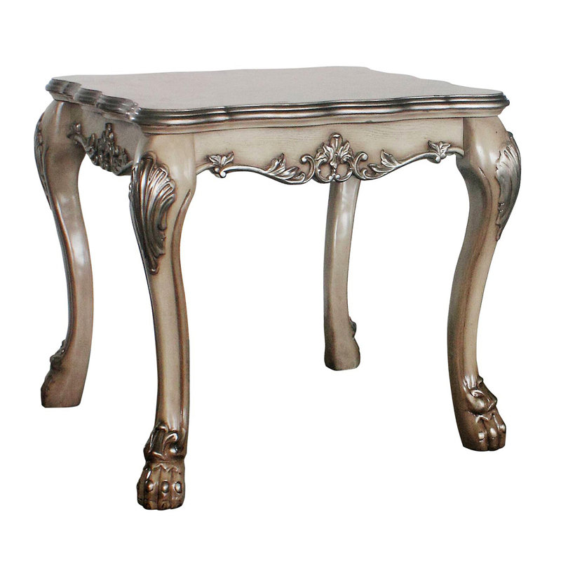 Table de bout carrée rétro blanc os