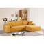 Canapé modulaire convertible, confortable à 4 places en velours côtelé doux jaune gingembre, canapé-lit avec rembourrage en mousse complète, pour des espaces de vie flexibles, orienté vers la droite, aucune zone de canapé en velours côtelé ne nécessitant d'assemblage,-54941313-54941314