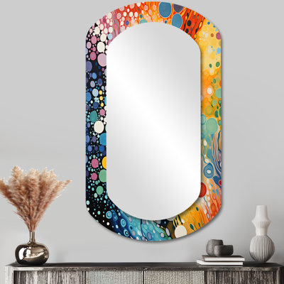 Colorful ink river Microscopic Fantasia 3 - Abstract Shapes Asymmetrical Decorative Mirror, Blue Cylinder Wall Mirror, Printed Metal Art