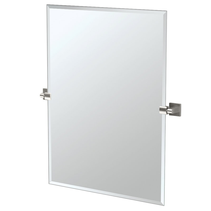 Miroir mural rectangulaire moderne sans cadre et biseauté | miroir pivotant pour meuble-lavabo de la salle de bain Elevate