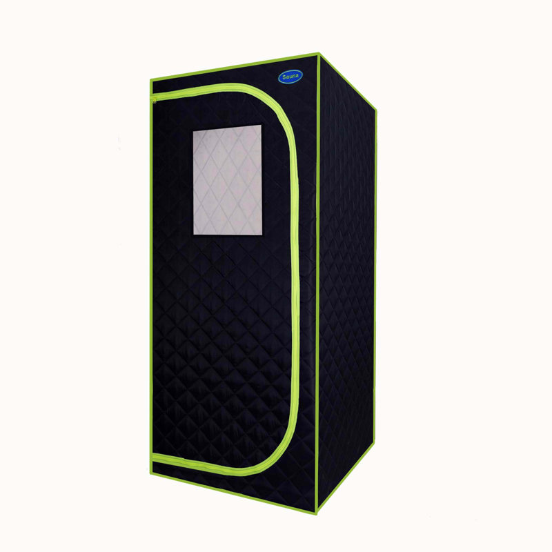 Aches 1 - Person Traditional Steam Sauna with Remote Control, Black/Light Green