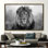 Faune, art mural avec lion majestueux, reproduction d'art sur toile de style loft