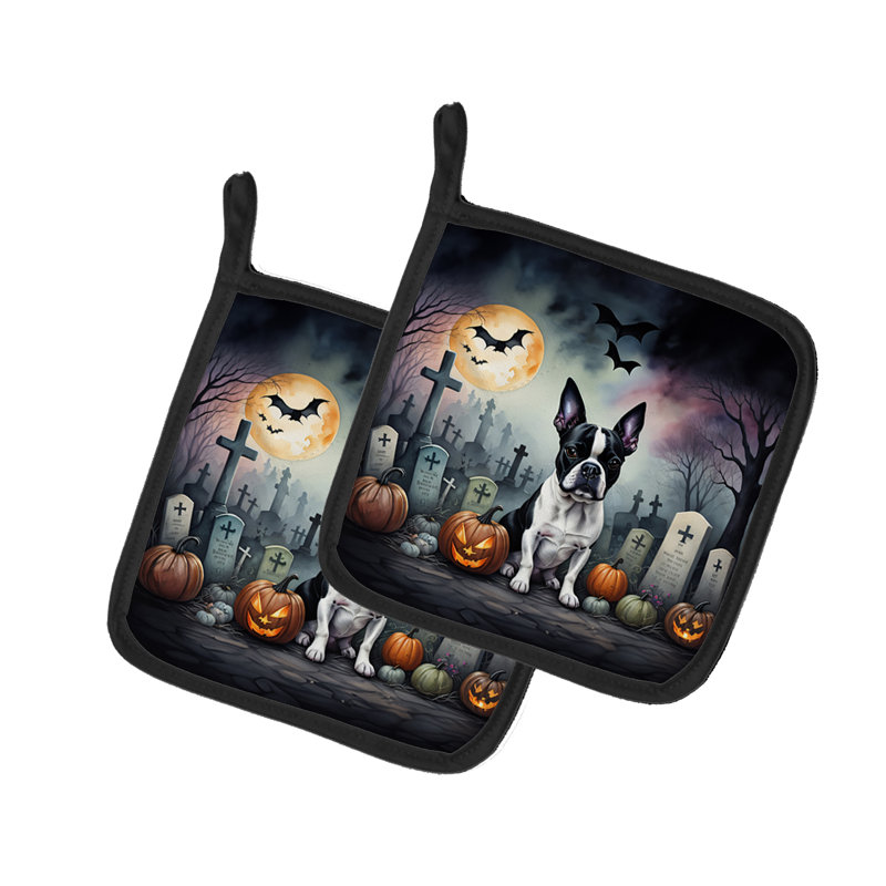 Boston Terrier Spooky Halloween - paire de poignées