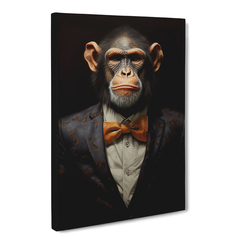 Monkey in a Suit Painting No.4 - Wrapped Canvas, 50cm H x 35cm W x 3cm D