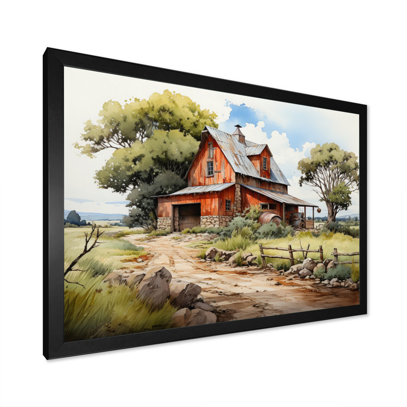 Paysage de ferme II - impression, H 34 po x l 44 po x P 1,5 po, Cadre simple noir