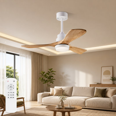 Ventilateur de plafond standard à DEL à 3 pales de 42 po avec télécommande et ensemble d'éclairage pour salon