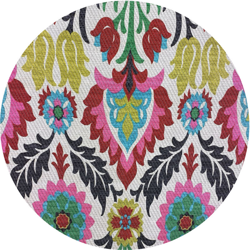 Floral Indoor Rug, Round 8'