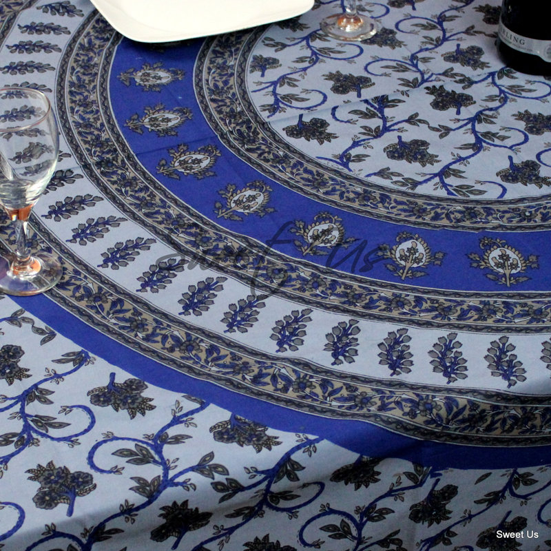 Nappe en coton Floral, Bleu