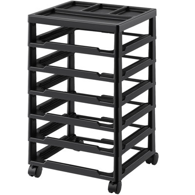 Scrapbook Rolling Storage Cart 6-Tier Large Capacity with Organizer Top Black