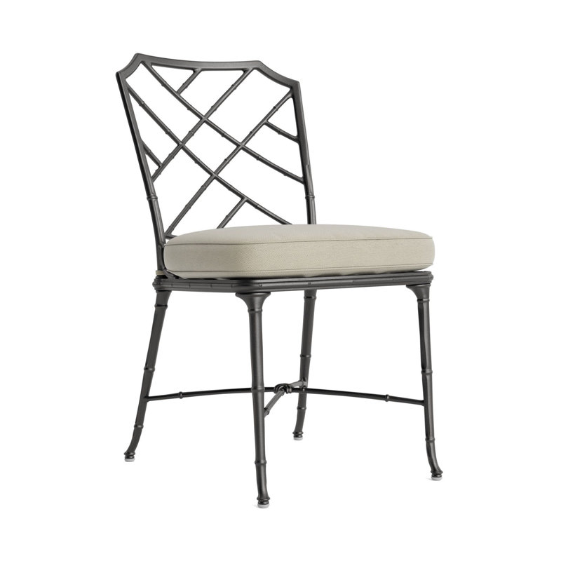 Calcutta Outdoor Dining Side Chair, Fusion Clay, Textured Pewter, Brown