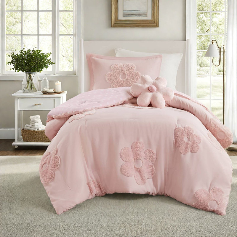 Ensembles de literie simple en chenille confortable, style floral réversible pour la maison