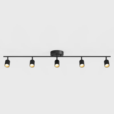 Shura 5-Light Matte Black Track Light With Rotatable Heads, Integrated LED, 4 Ft. Track Lighting Kit Ceiling Light, 4000K, 2275 Lumens