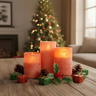 Flameless LED Pillar Candles with Remote, Real Wax Battery Operated Flickering Candles with Timer for Holiday Decor and Home Decor, Set of 3
