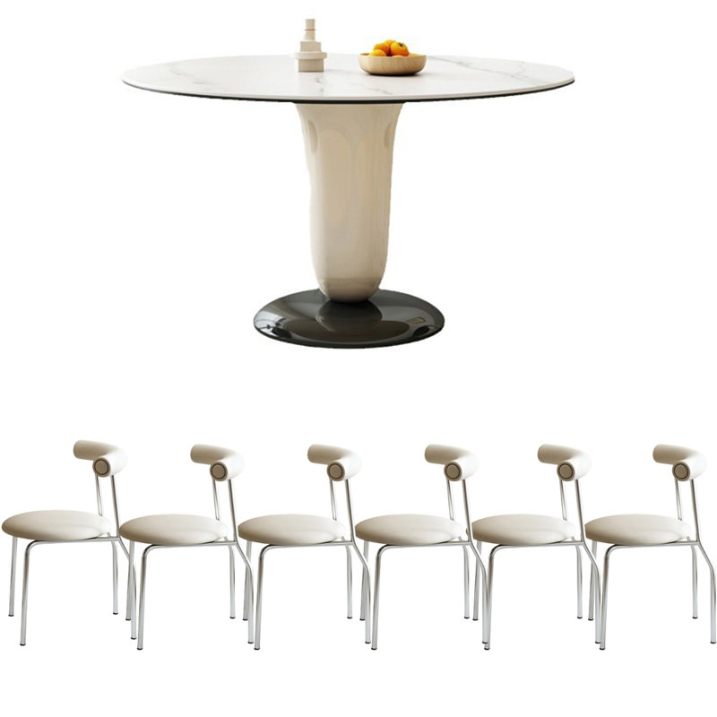 Table de salle à manger crème et brillante, H 29,5 po x L 47,2 po x l 47,2 po