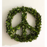 Preserved Green Leaf Peace Sign Wreath, 16" Dia.