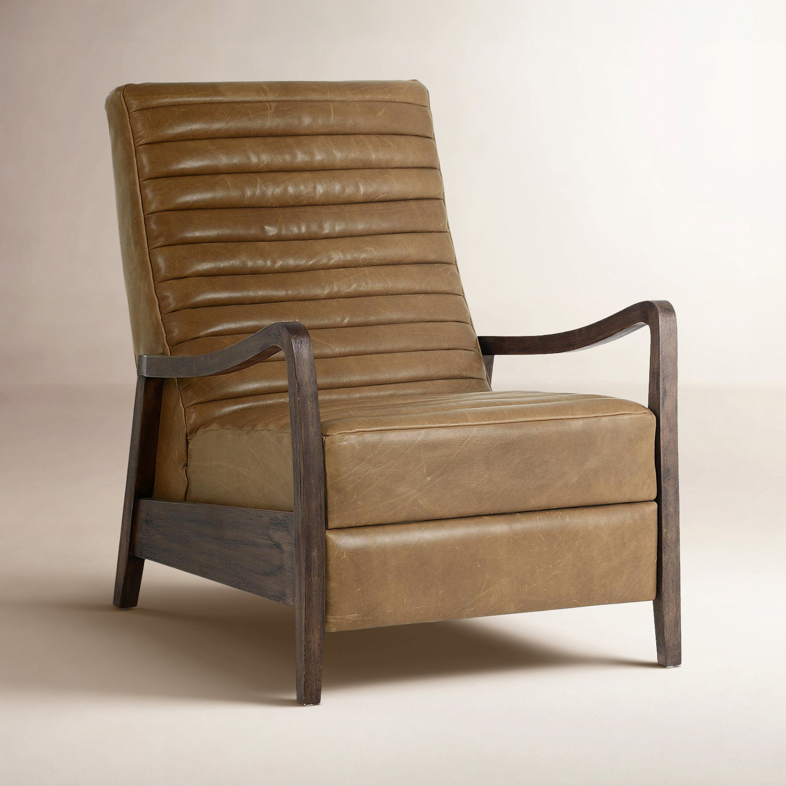 Neeley Genuine Leather Recliner, Camel Brown