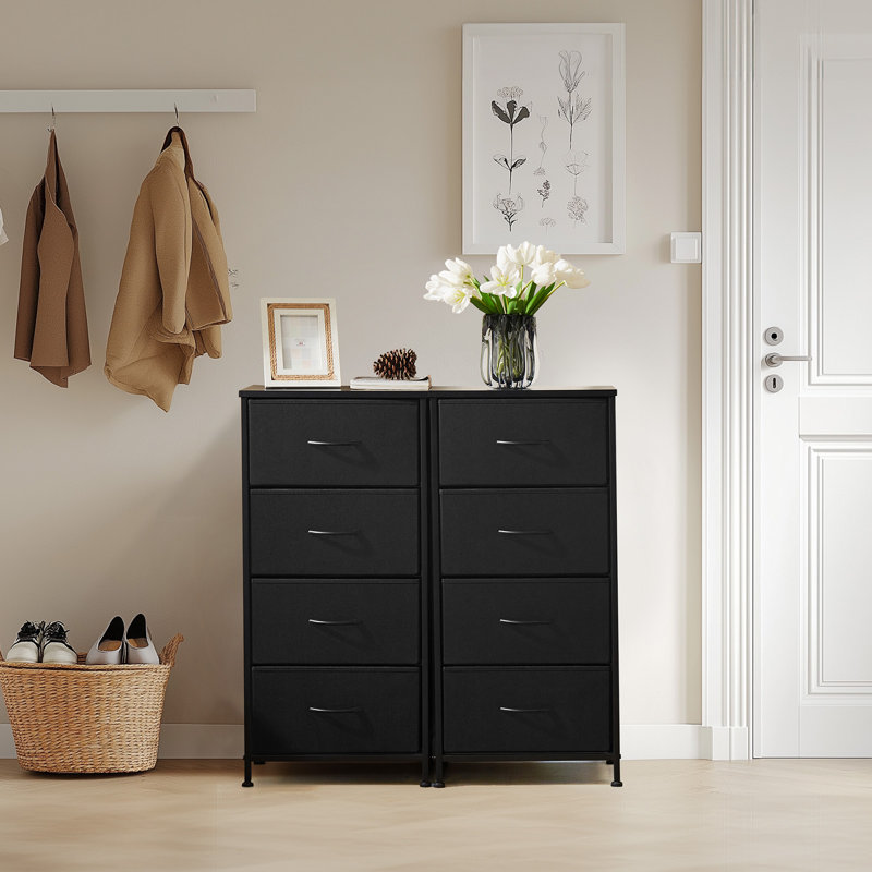 Sybella 8 Drawers Storage Dresser Chest, Black