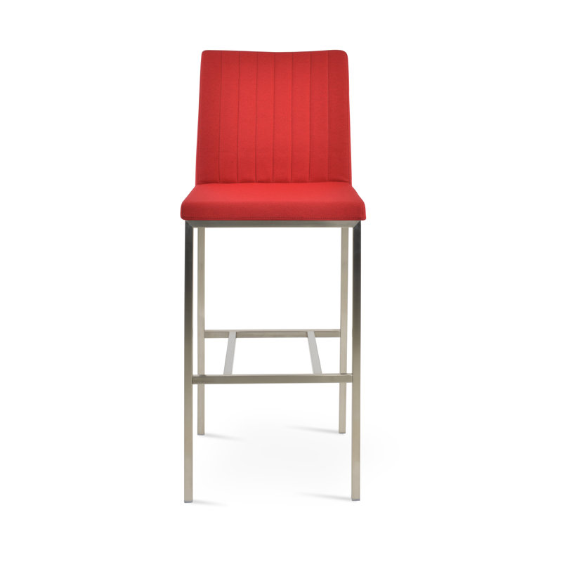Tabouret de bar et de comptoir en métal Zeyno, Rouge d’époque, Tabouret de comptoir (siège d’une hauteur de 24
