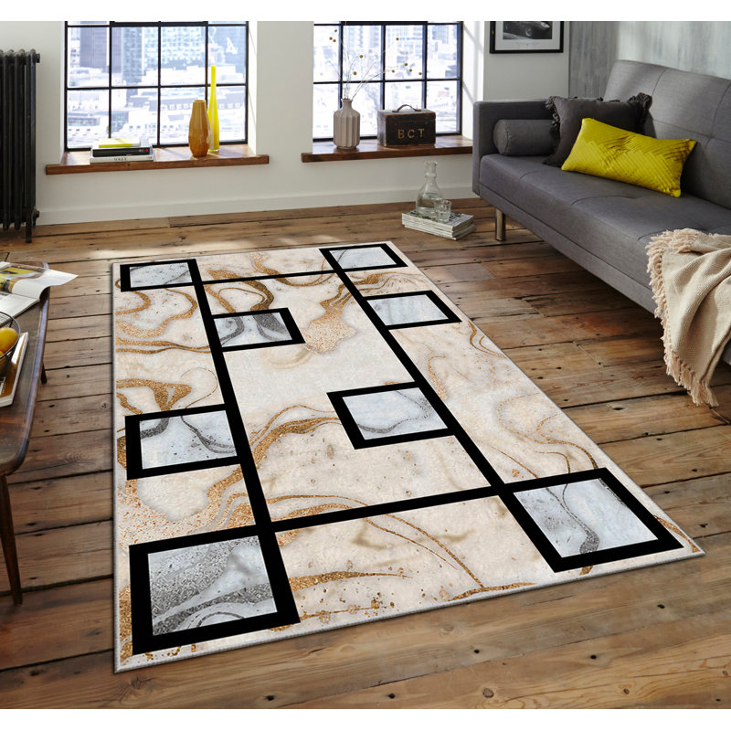 Luxurious Area Carpet (5.2 x 7.5 ft), 100% Polyester, 740 g/m² | Soft Velvet Fabric with Non-Slip Felt Dot Underside, Laminated Sponge for Comfort | Easy to Clean, Machine Washable at 86°F | Ideal for Living Room & Bedroom Decor