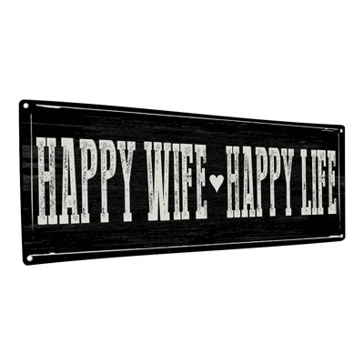 «Happy Wife Happy Life, plaque en métal» sur métal